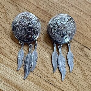 Silver Floral Dangle Earrings